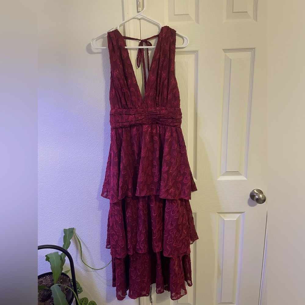 Lulus Make It Mesmerizing Wine Red Dress